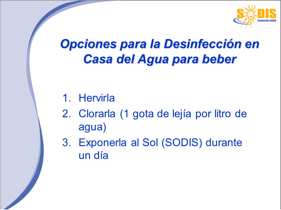 Opciones para la Desinfección en Casa del Agua para beber