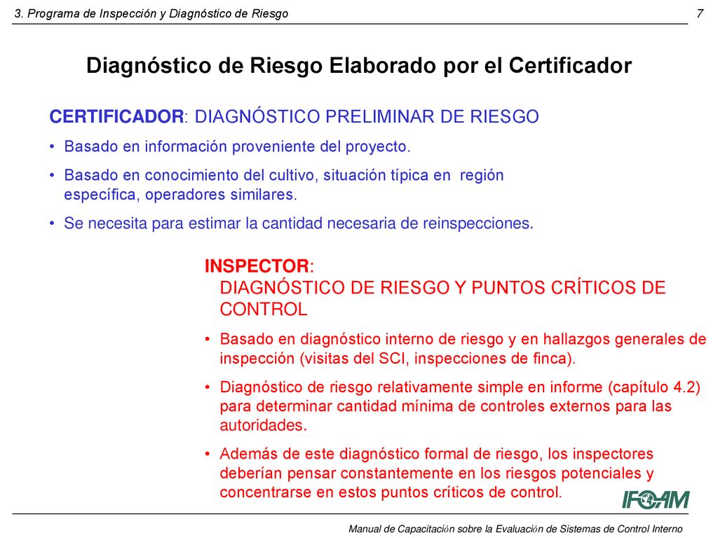 Diagnóstico de Riesgo Elaborado por el Certificador