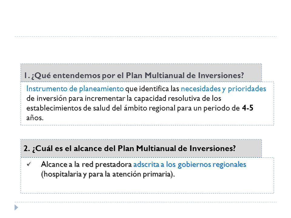 1. ¿Qué entendemos por el Plan Multianual de Inversiones