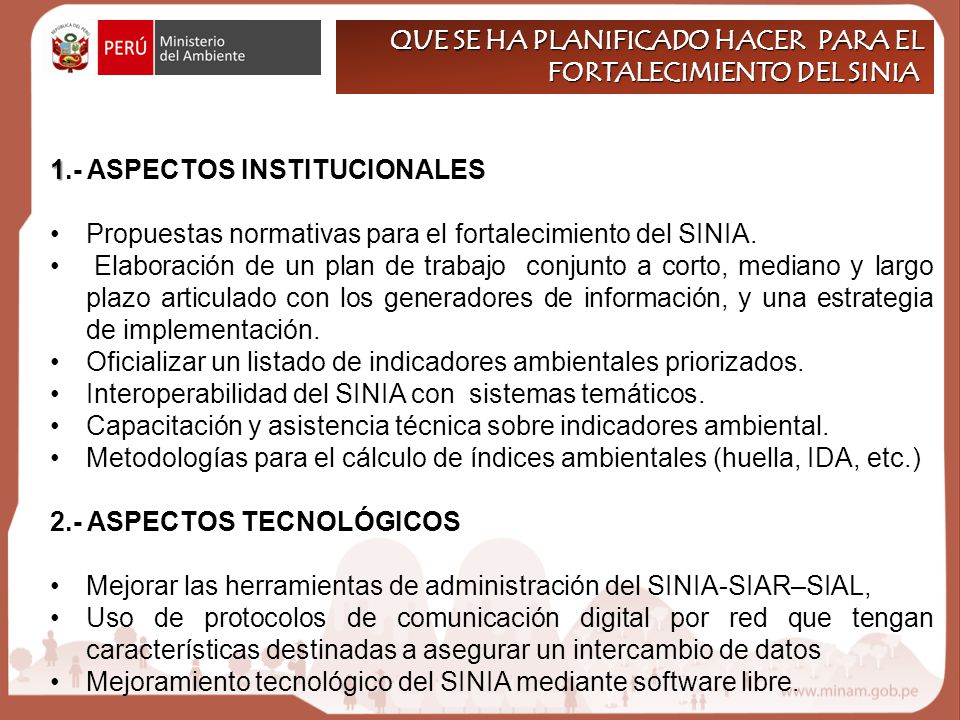QUE SE HA PLANIFICADO HACER PARA EL FORTALECIMIENTO DEL SINIA