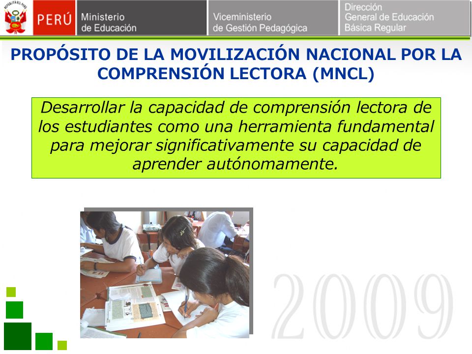 PROPÓSITO DE LA MOVILIZACIÓN NACIONAL POR LA COMPRENSIÓN LECTORA (MNCL)