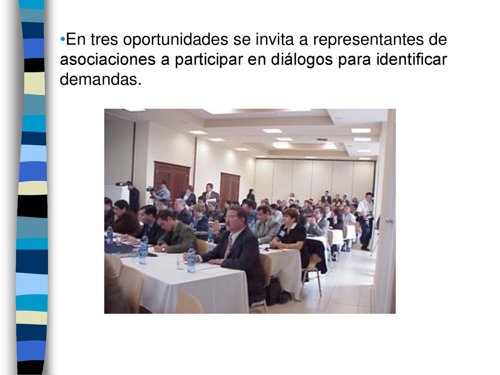 En tres oportunidades se invita a representantes de asociaciones a participar en diálogos para identificar demandas.