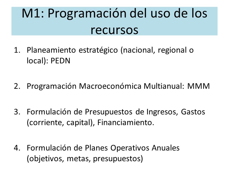 M1: Programación del uso de los recursos