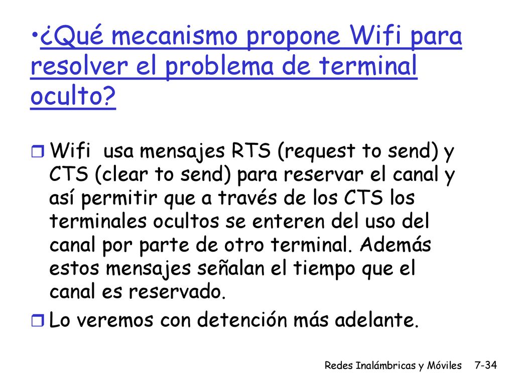 ¿Qué mecanismo propone Wifi para resolver el problema de terminal oculto
