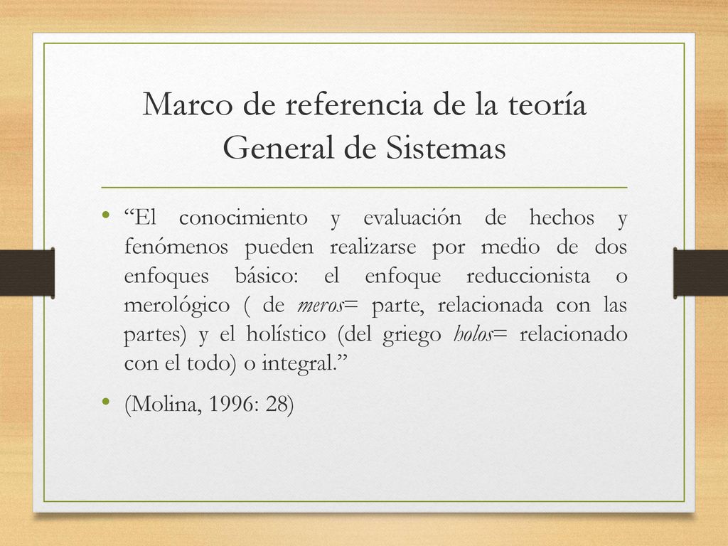 Marco de referencia de la teoría General de Sistemas