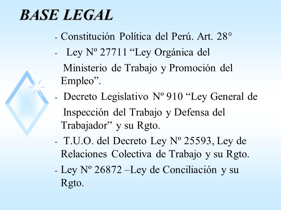 BASE LEGAL Constitución Política del Perú. Art. 28°