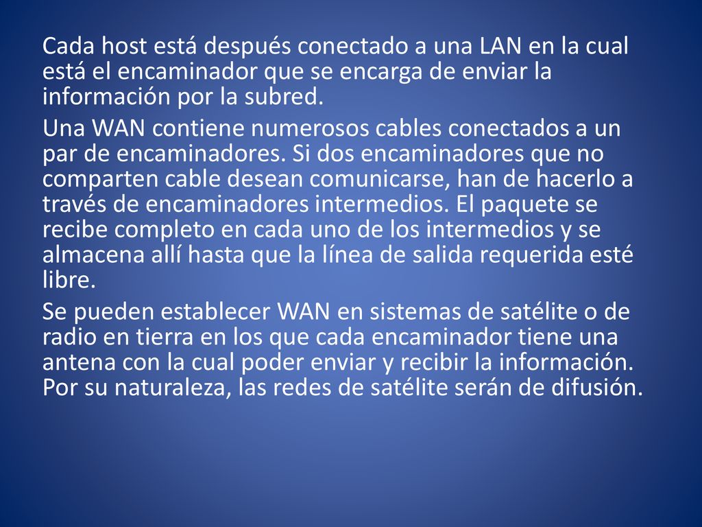 Cada host está después conectado a una LAN en la cual está el encaminador que se encarga de enviar la información por la subred.