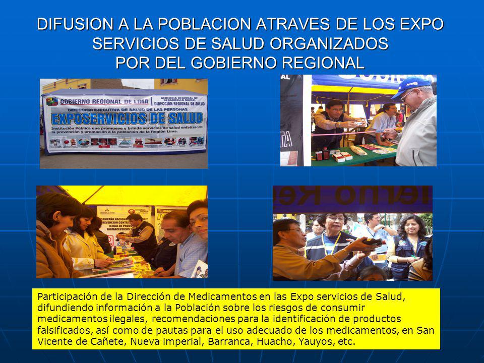 DIFUSION A LA POBLACION ATRAVES DE LOS EXPO SERVICIOS DE SALUD ORGANIZADOS POR DEL GOBIERNO REGIONAL