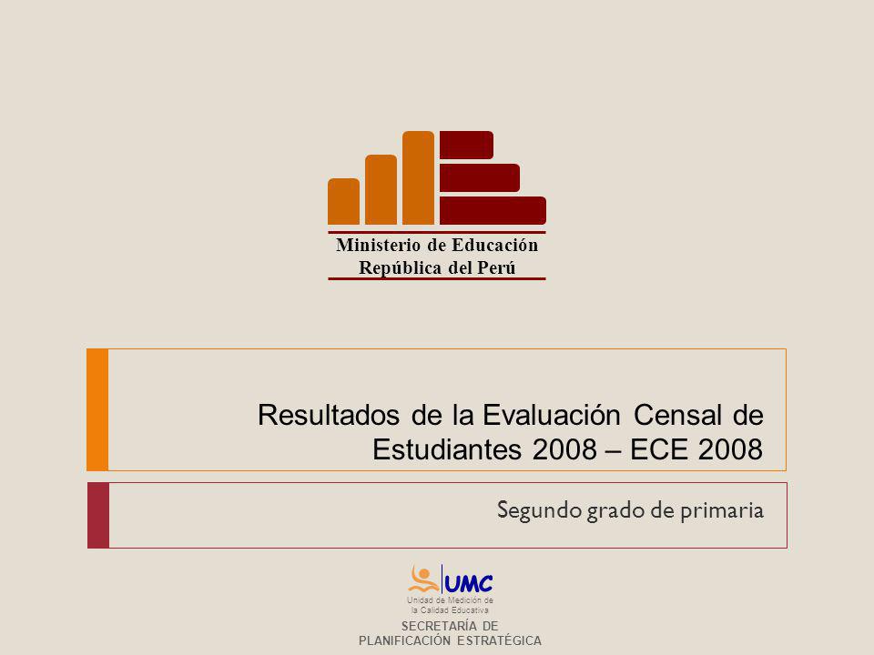 Resultados de la Evaluación Censal de Estudiantes 2008 – ECE 2008