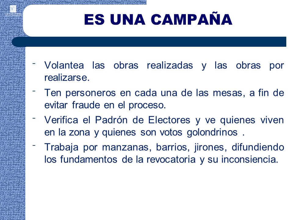 ES UNA CAMPAÑA Volantea las obras realizadas y las obras por realizarse.