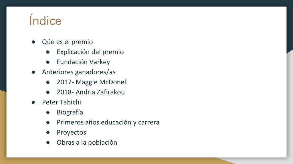 Índice Qúe es el premio Explicación del premio Fundación Varkey