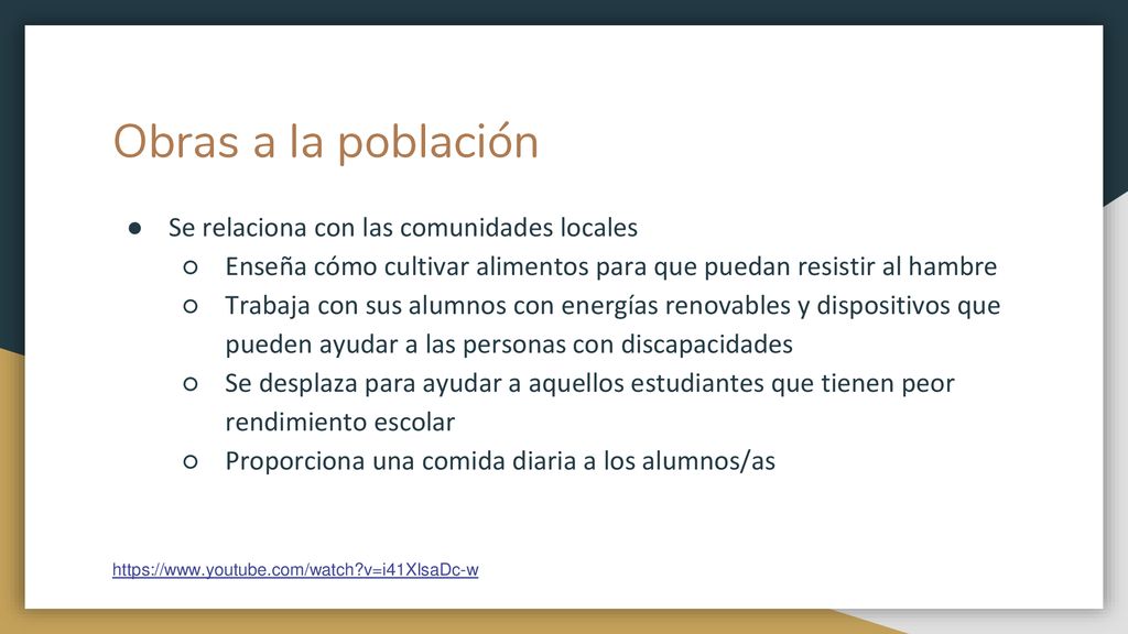 Obras a la población Se relaciona con las comunidades locales