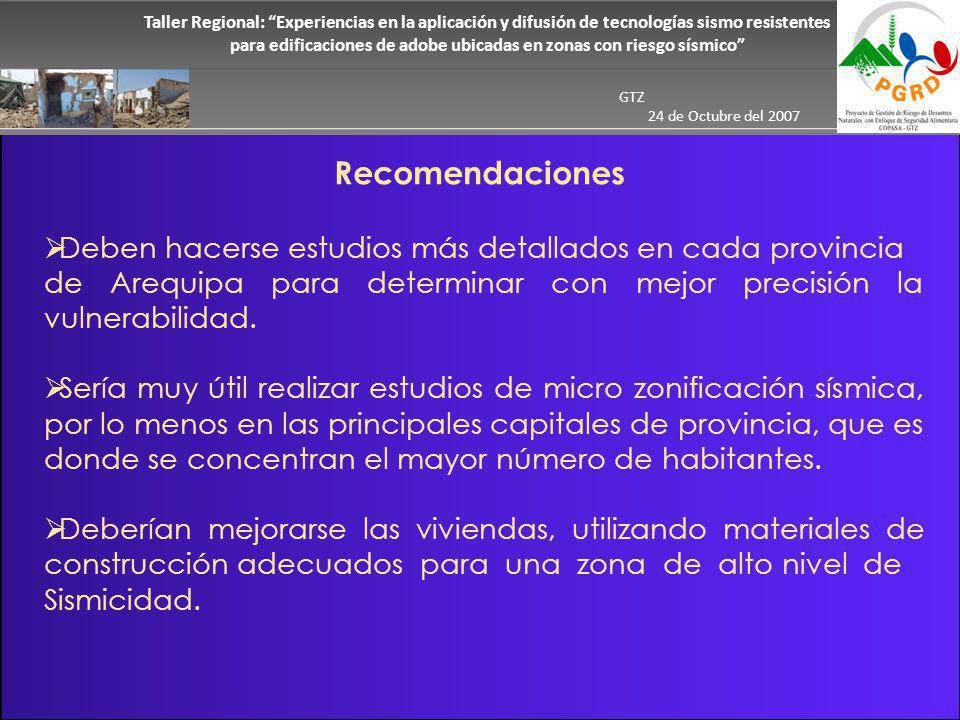 Taller Regional: Experiencias en la aplicación y difusión de tecnologías sismo resistentes para edificaciones de adobe ubicadas en zonas con riesgo sísmico