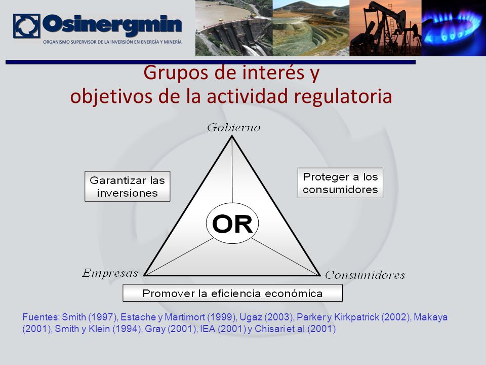 Grupos de interés y objetivos de la actividad regulatoria