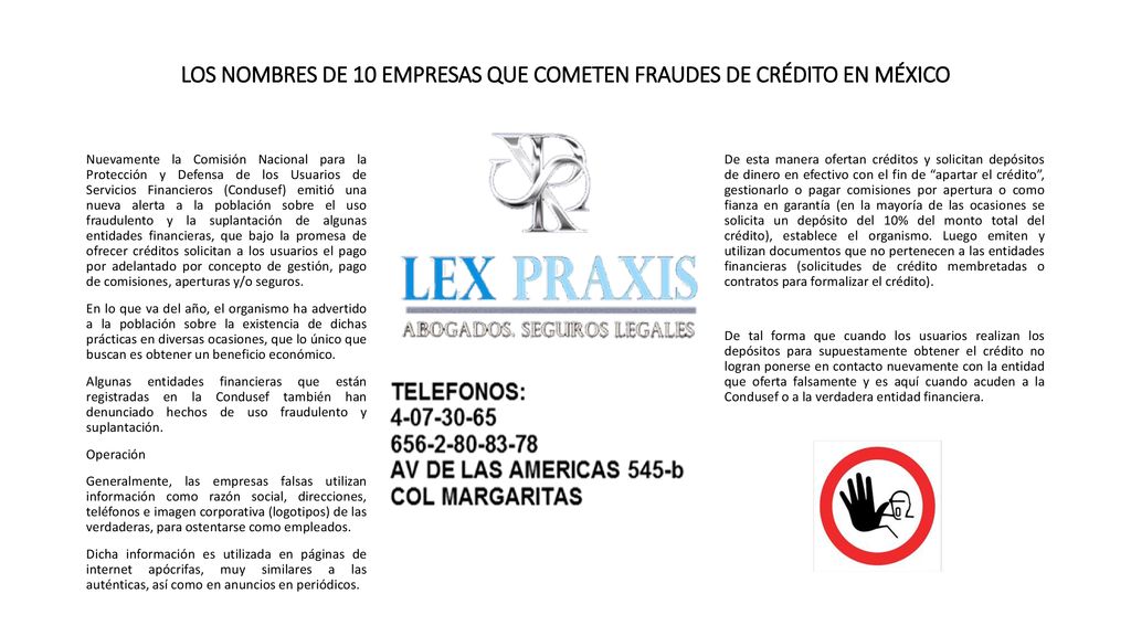 LOS NOMBRES DE 10 EMPRESAS QUE COMETEN FRAUDES DE CRÉDITO EN MÉXICO