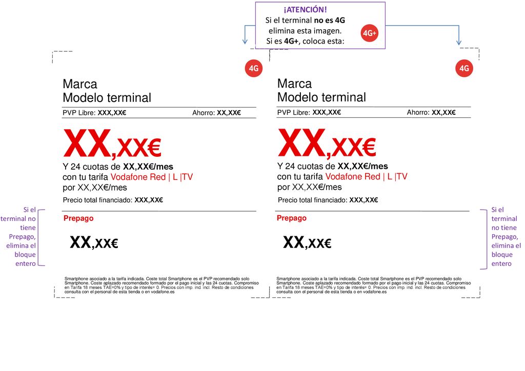 XX,XX€ XX,XX€ XX,XX€ XX,XX€ Marca Modelo terminal