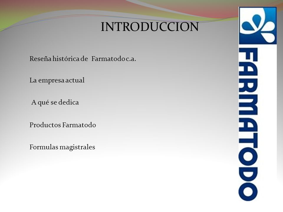 INTRODUCCION Reseña histórica de Farmatodo c.a. La empresa actual