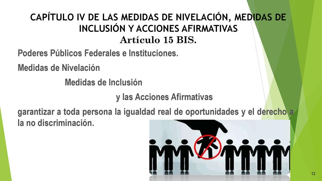 CAPÍTULO IV DE LAS MEDIDAS DE NIVELACIÓN, MEDIDAS DE INCLUSIÓN Y ACCIONES AFIRMATIVAS Artículo 15 BIS.