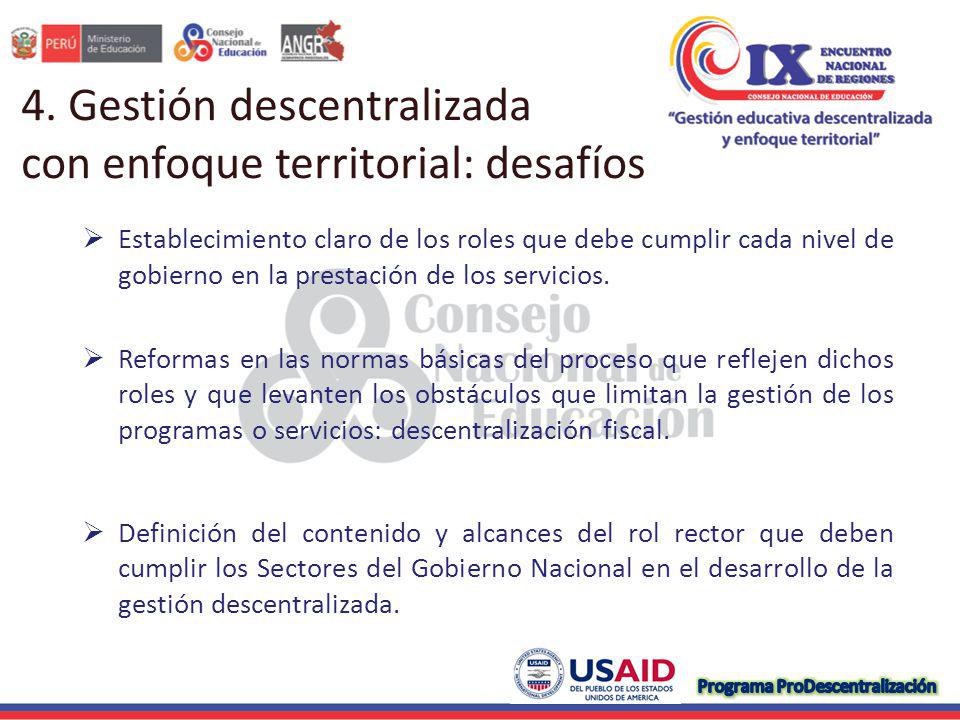 4. Gestión descentralizada con enfoque territorial: desafíos