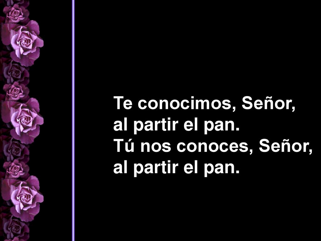 Te conocimos, Señor, al partir el pan. Tú nos conoces, Señor,