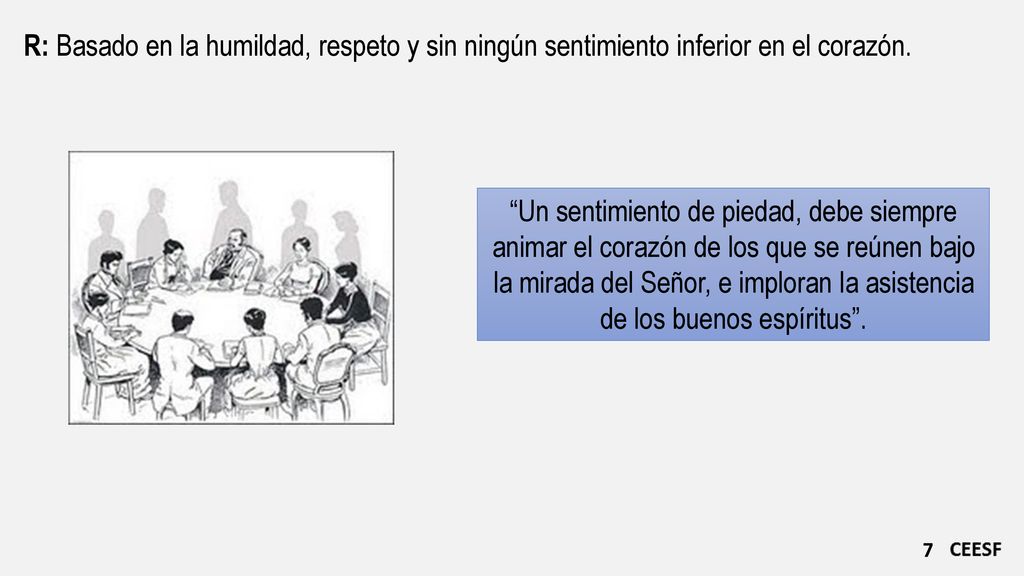 R: Basado en la humildad, respeto y sin ningún sentimiento inferior en el corazón.
