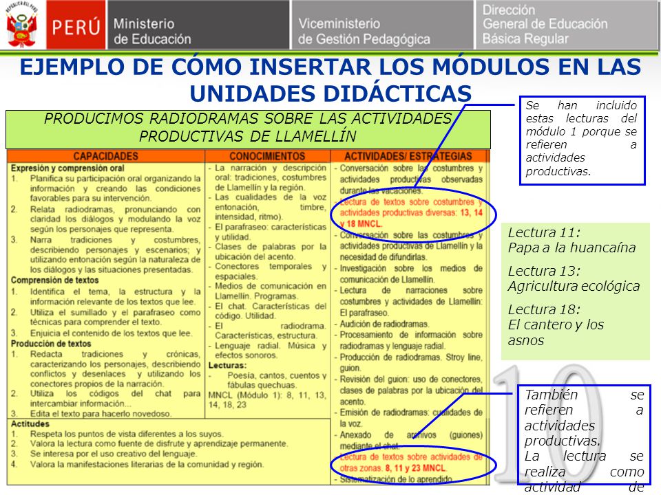 EJEMPLO DE CÓMO INSERTAR LOS MÓDULOS EN LAS UNIDADES DIDÁCTICAS
