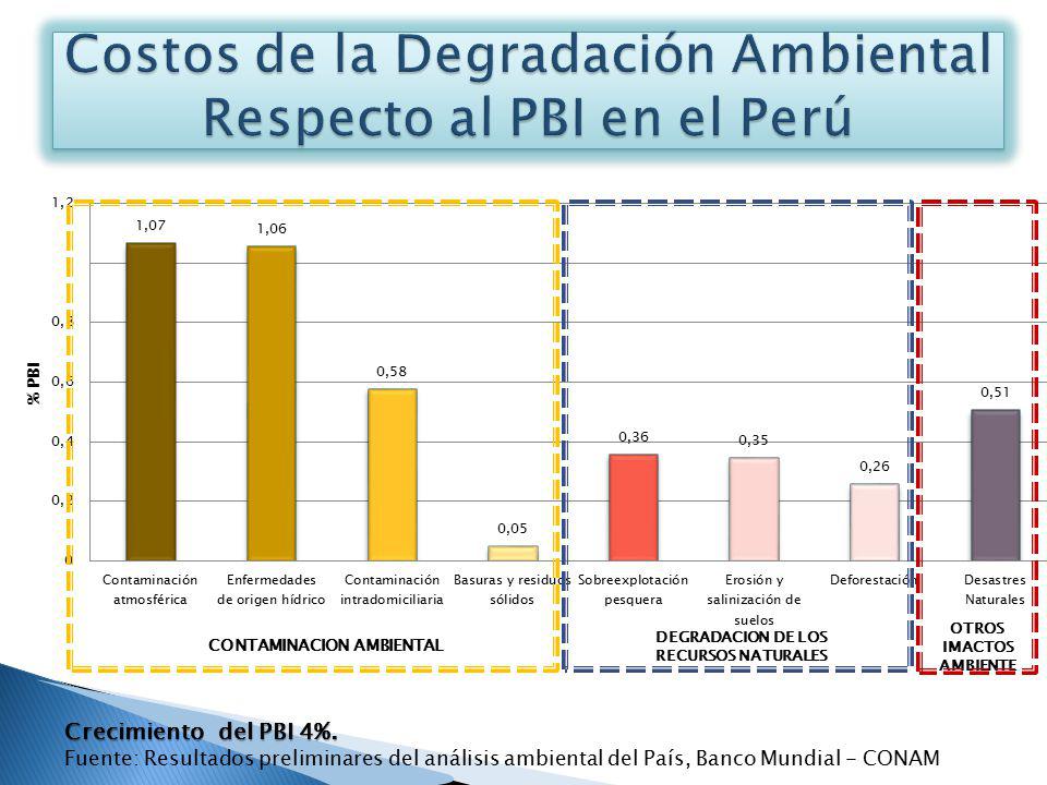 Costos de la Degradación Ambiental Respecto al PBI en el Perú