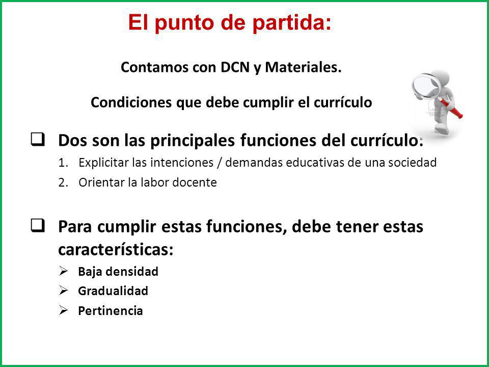El punto de partida: Dos son las principales funciones del currículo: