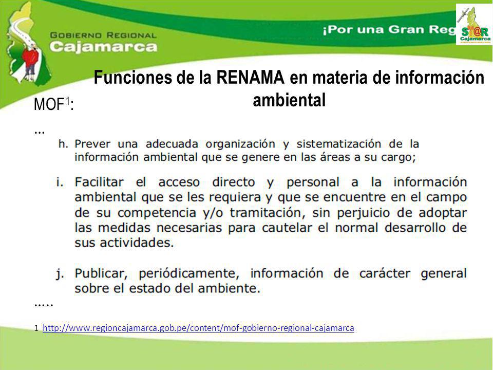 Funciones de la RENAMA en materia de información ambiental