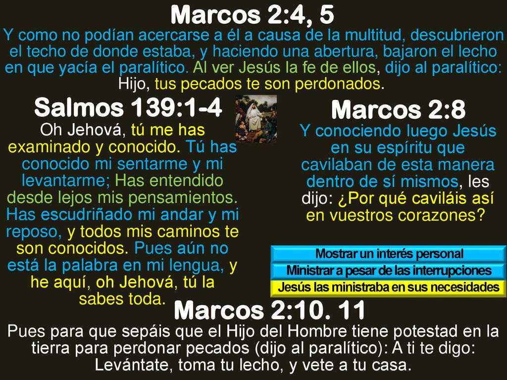 Marcos 2:4, 5 Salmos 139:1-4 Marcos 2:8 Marcos 2:10. 11