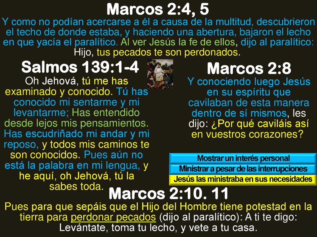 Marcos 2:4, 5 Salmos 139:1-4 Marcos 2:8 Marcos 2:10. 11
