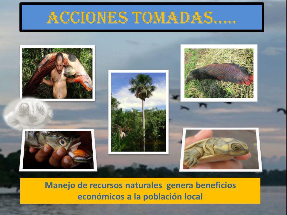 Acciones tomadas….. Manejo de recursos naturales genera beneficios económicos a la población local