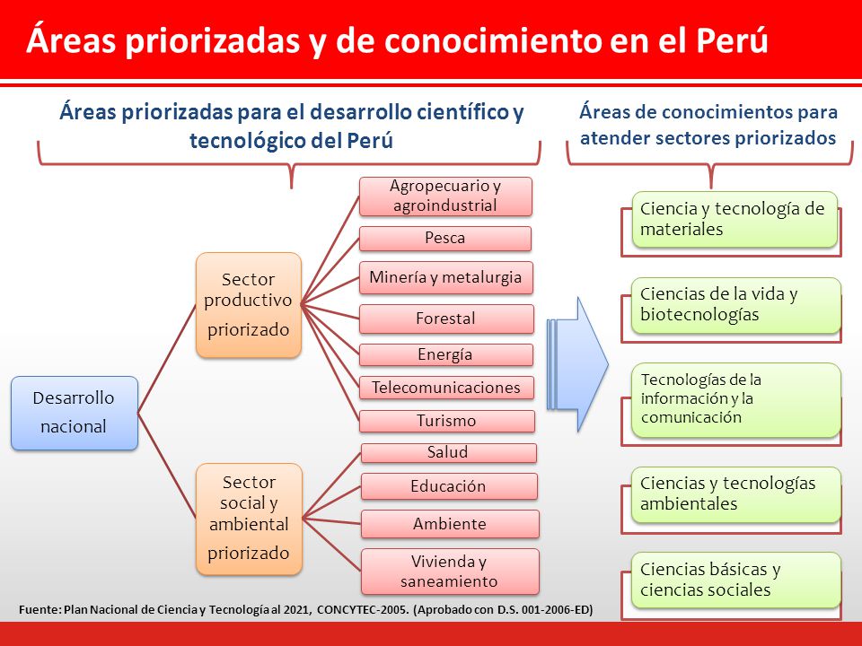 Áreas priorizadas y de conocimiento en el Perú