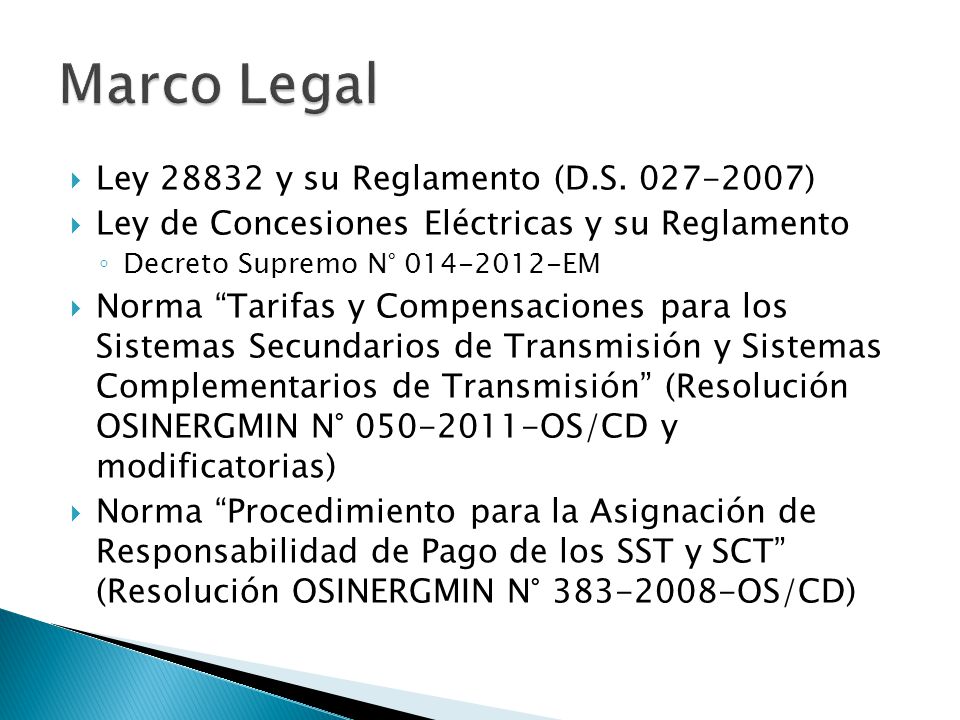 Marco Legal Ley y su Reglamento (D.S )