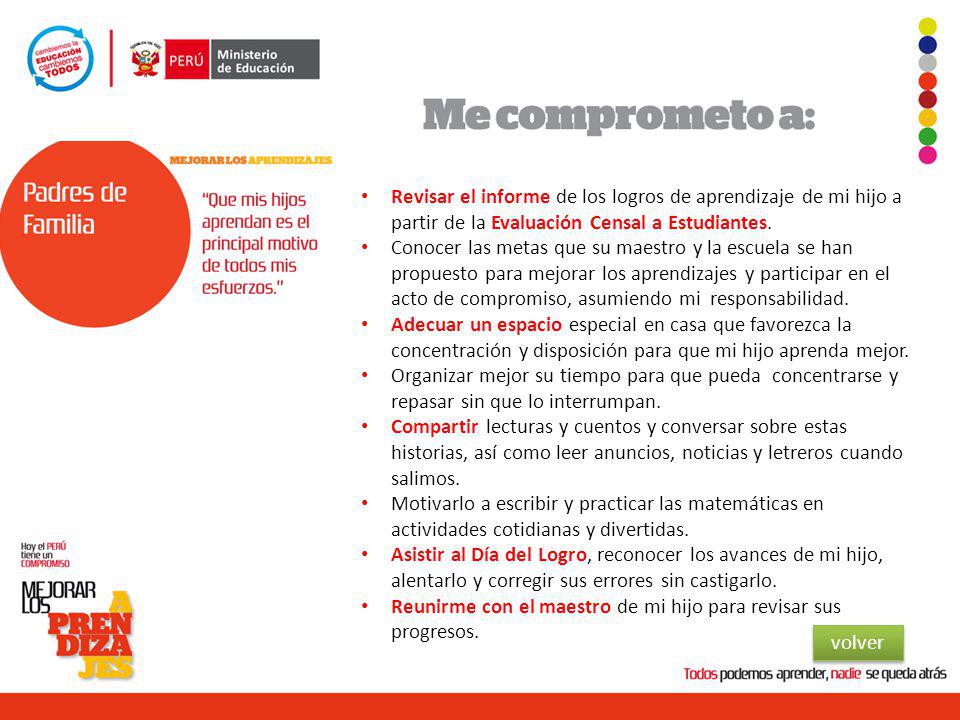Revisar el informe de los logros de aprendizaje de mi hijo a partir de la Evaluación Censal a Estudiantes.