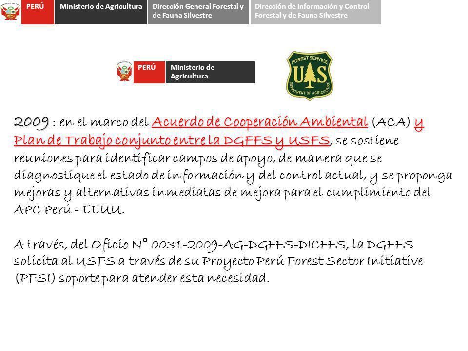 PERÚ Ministerio de Agricultura. Dirección General Forestal y de Fauna Silvestre. Dirección de Información y Control Forestal y de Fauna Silvestre.