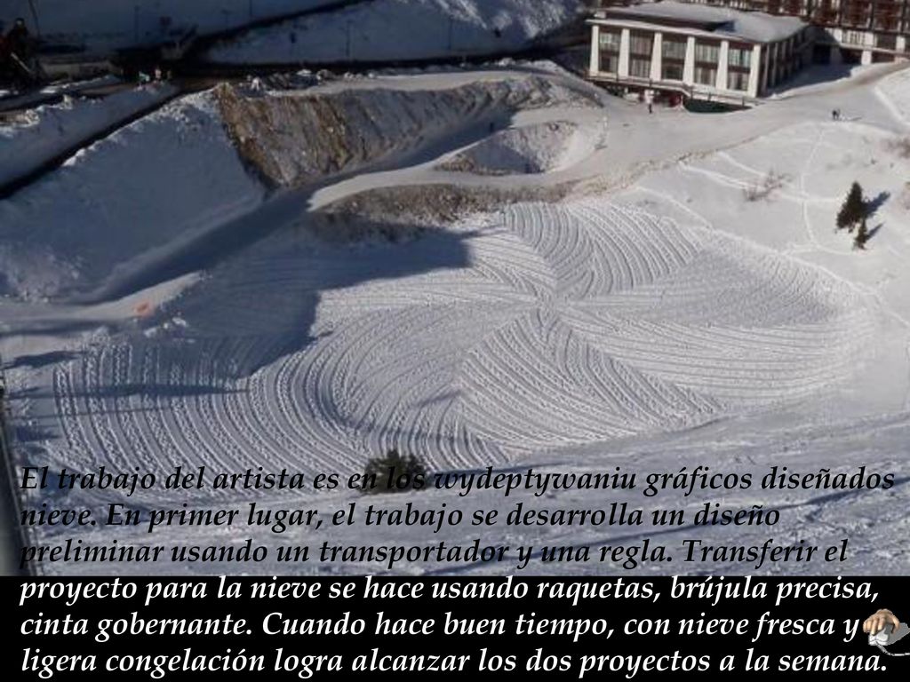El trabajo del artista es en los wydeptywaniu gráficos diseñados nieve