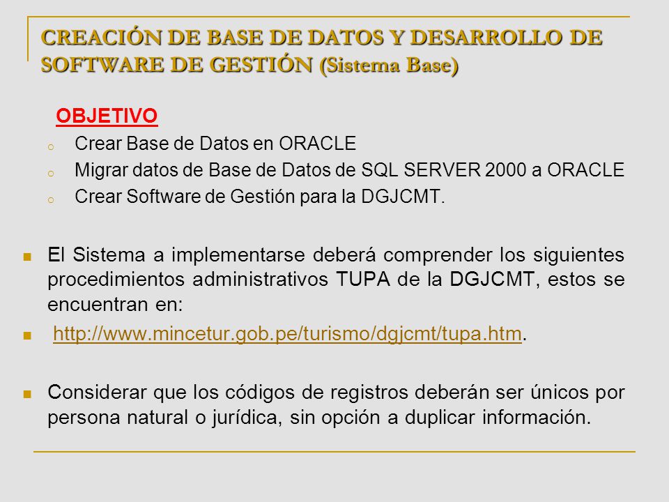 CREACIÓN DE BASE DE DATOS Y DESARROLLO DE SOFTWARE DE GESTIÓN (Sistema Base)
