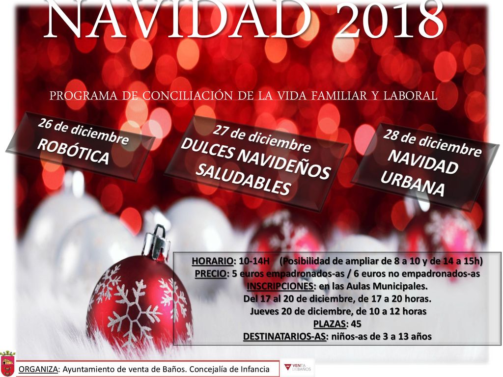 NAVIDAD 2018 PROGRAMA DE CONCILIACIÓN DE LA VIDA FAMILIAR Y LABORAL