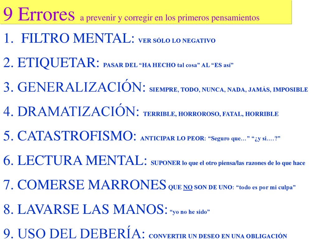9 Errores a prevenir y corregir en los primeros pensamientos
