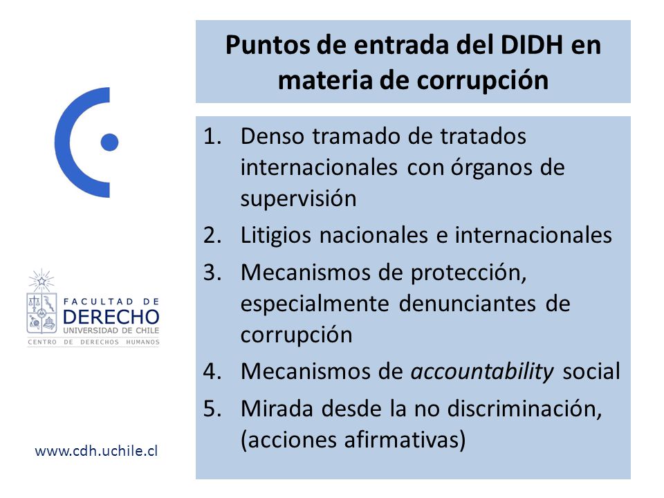 Puntos de entrada del DIDH en materia de corrupción
