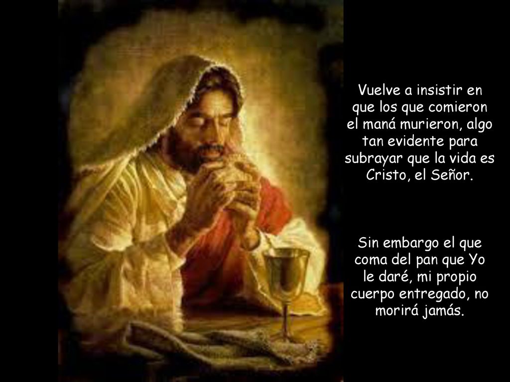 Vuelve a insistir en que los que comieron el maná murieron, algo tan evidente para subrayar que la vida es Cristo, el Señor.