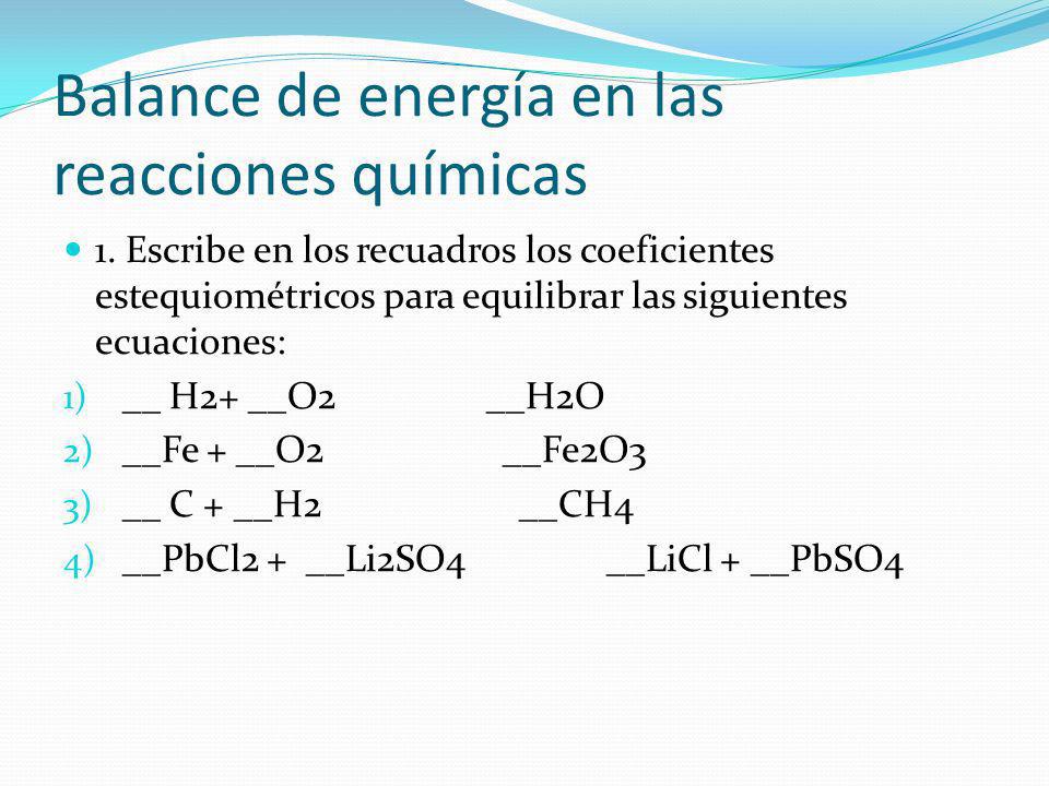 Balance de energía en las reacciones químicas