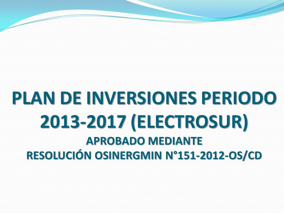 PLAN DE INVERSIONES PERIODO (ELECTROSUR) APROBADO MEDIANTE RESOLUCIÓN OSINERGMIN N° OS/CD