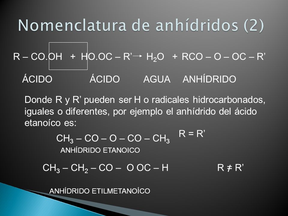 Nomenclatura de anhídridos (2)