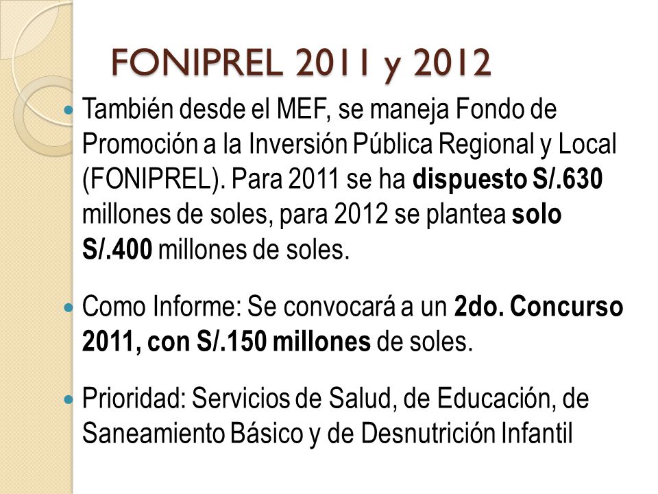 FONIPREL 2011 y 2012