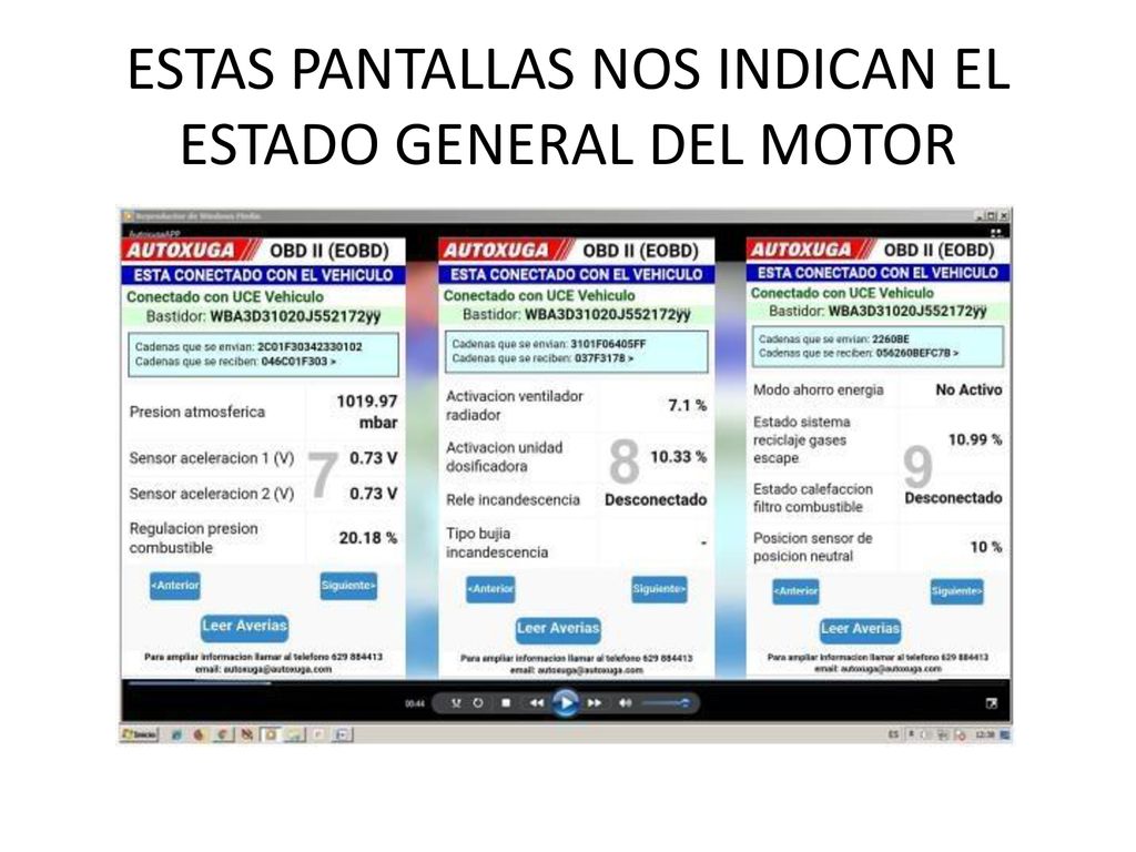 ESTAS PANTALLAS NOS INDICAN EL ESTADO GENERAL DEL MOTOR