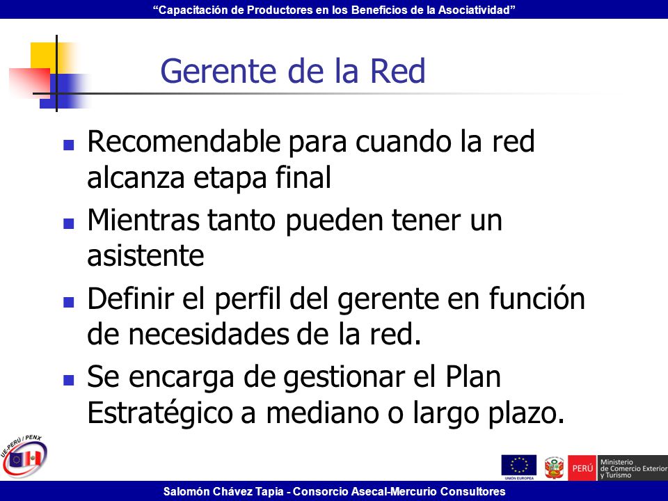 Gerente de la Red Recomendable para cuando la red alcanza etapa final