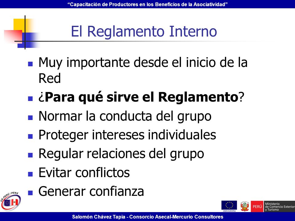 El Reglamento Interno Muy importante desde el inicio de la Red