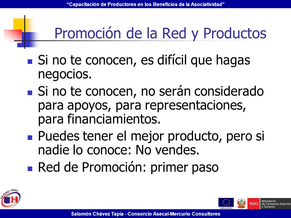 Promoción de la Red y Productos